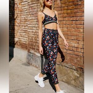 The Upside Royal Garden Floral Ruffle Midi Yoga Pants & Ballet Bra Set Size 6